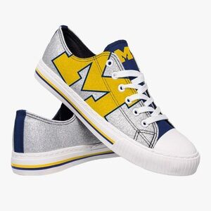 FOCO Michigan Wolverines NCAA Womens Glitter Low Top Canvas Shoes sz10 Used